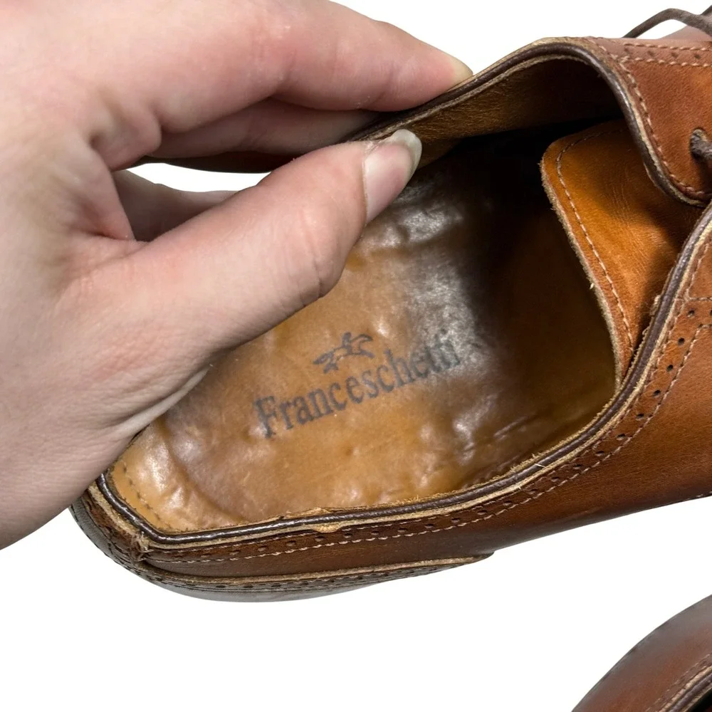 Franceschetti Wingtip Oxford Mens 41.5 Brown Leather Brogue Derby Italy
